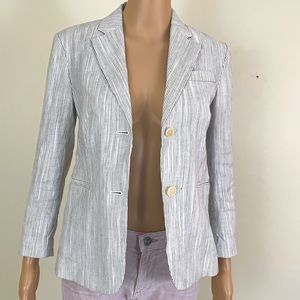 Theory white & blue stripe linen blazer size 2